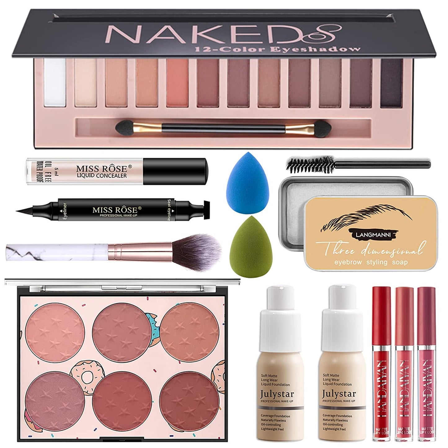 MISS ROSE 12-Color Eyeshadow Palette | Makeup Kit for Women & Teens