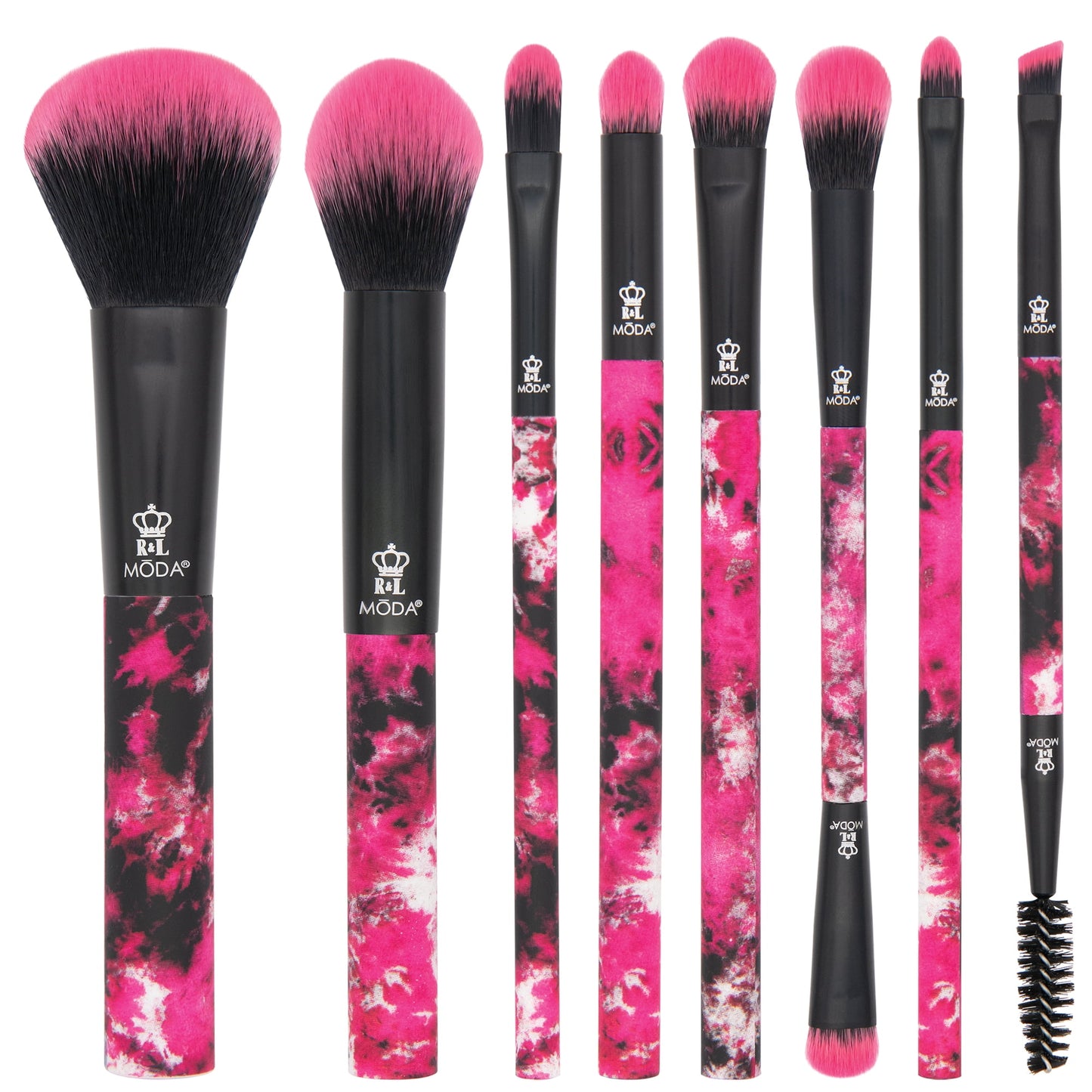 Neon Pink Tie Dye 8Pc Makeup Brush Kit | Stylish & Vibrant for All Skin Types