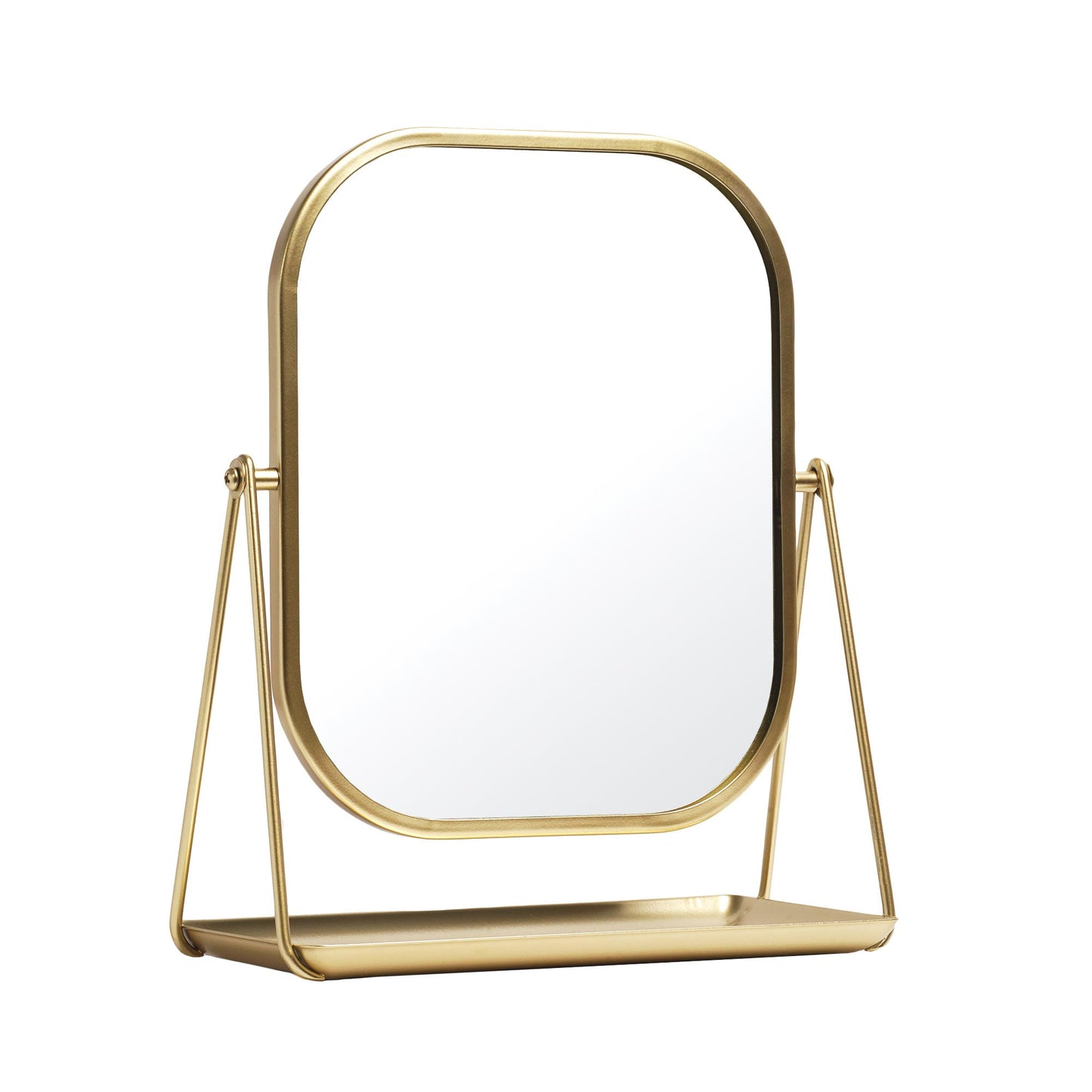 Modern Gold Finish Round Edge Tabletop Easel Mirror | 7” x 5” Vanity Mirror