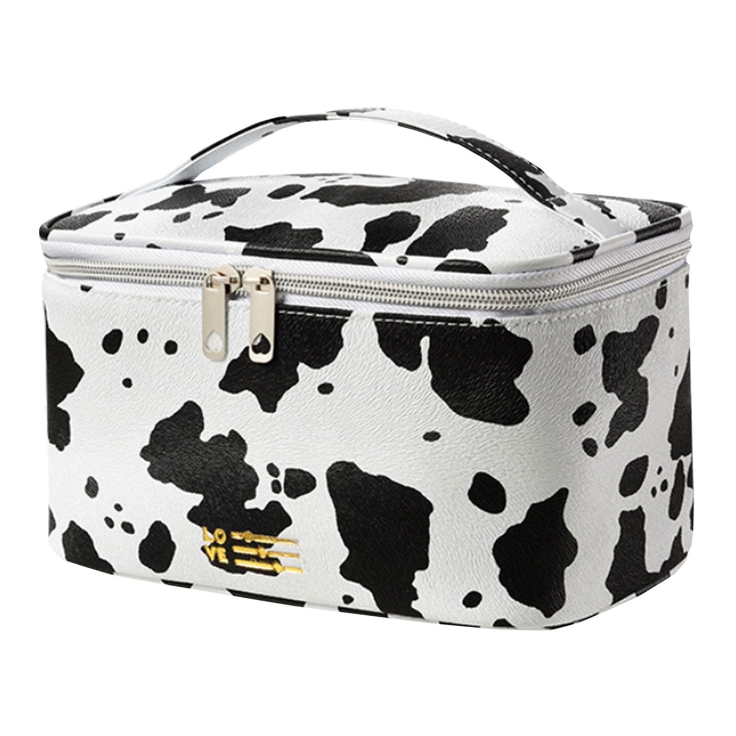 Waterproof Cow Print Makeup Bag | Travel Cosmetic Organizer for Women