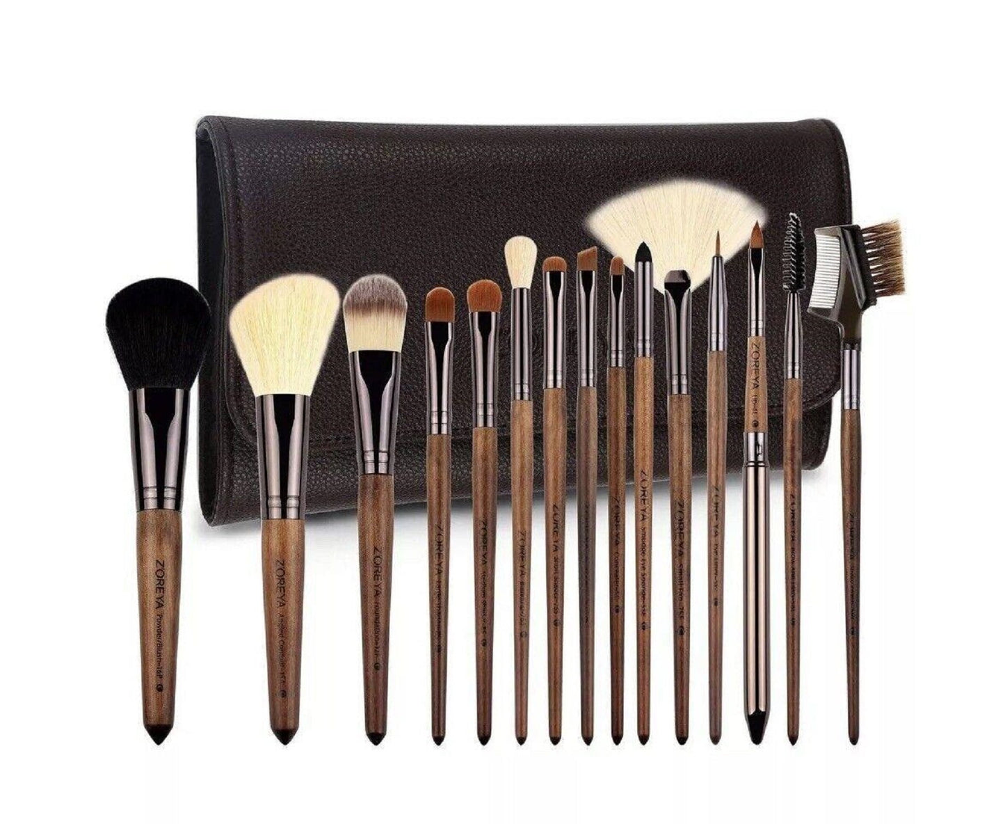 15-Piece Walnut Makeup Brush Set | Unique Brushes for Women