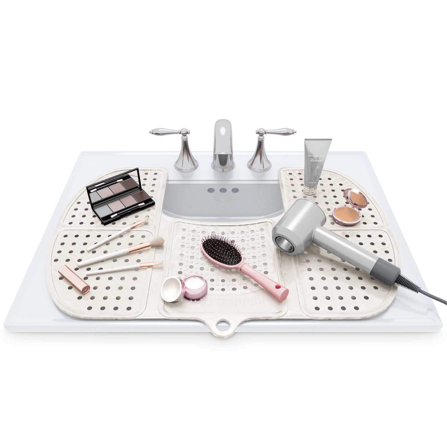 Large White Sink Topper Cover | Bathroom Counter Organizer Mat