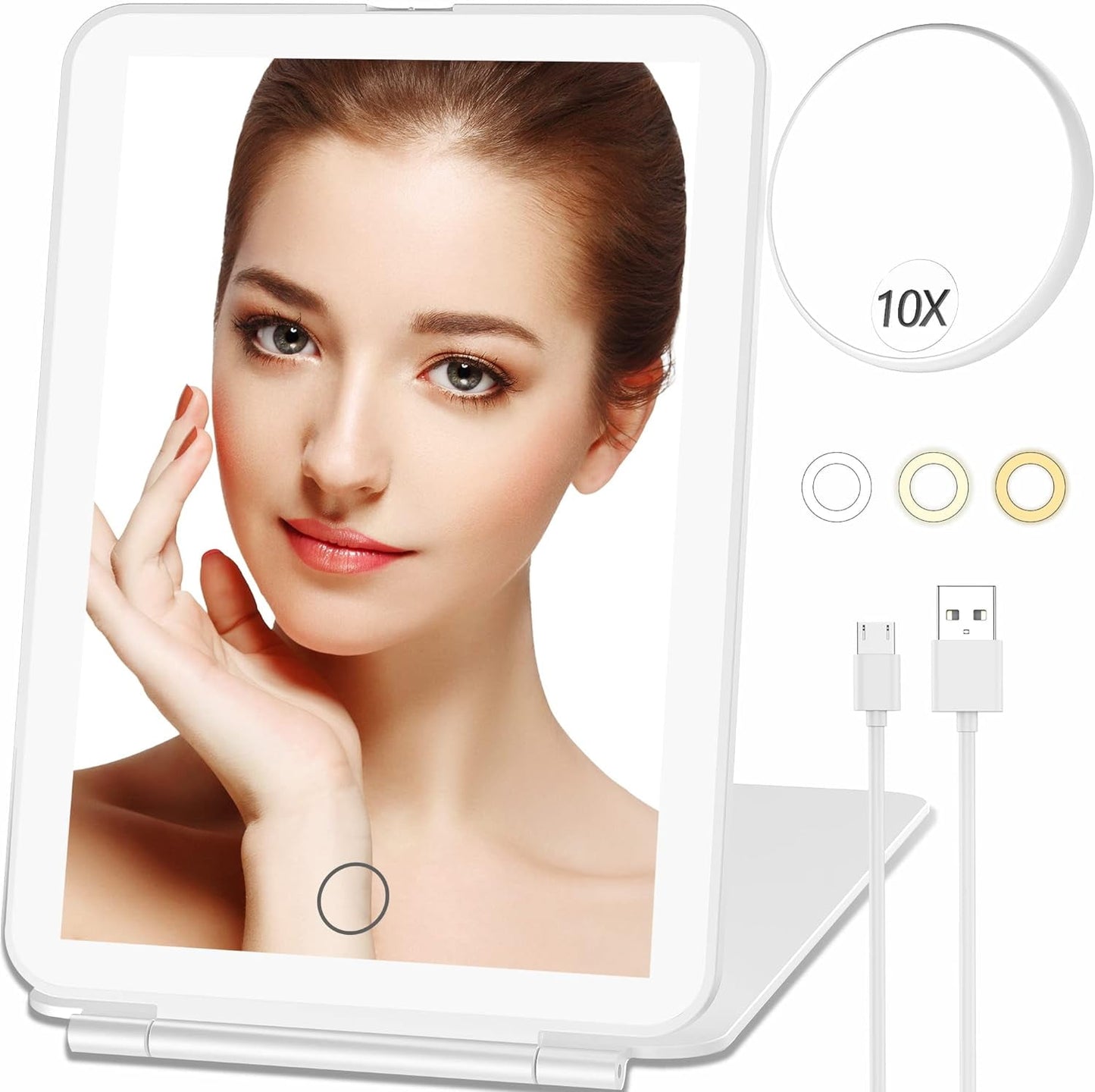 Portable 7.9-Inch Lighted Makeup Mirror | Touch Screen | 3 Color Modes