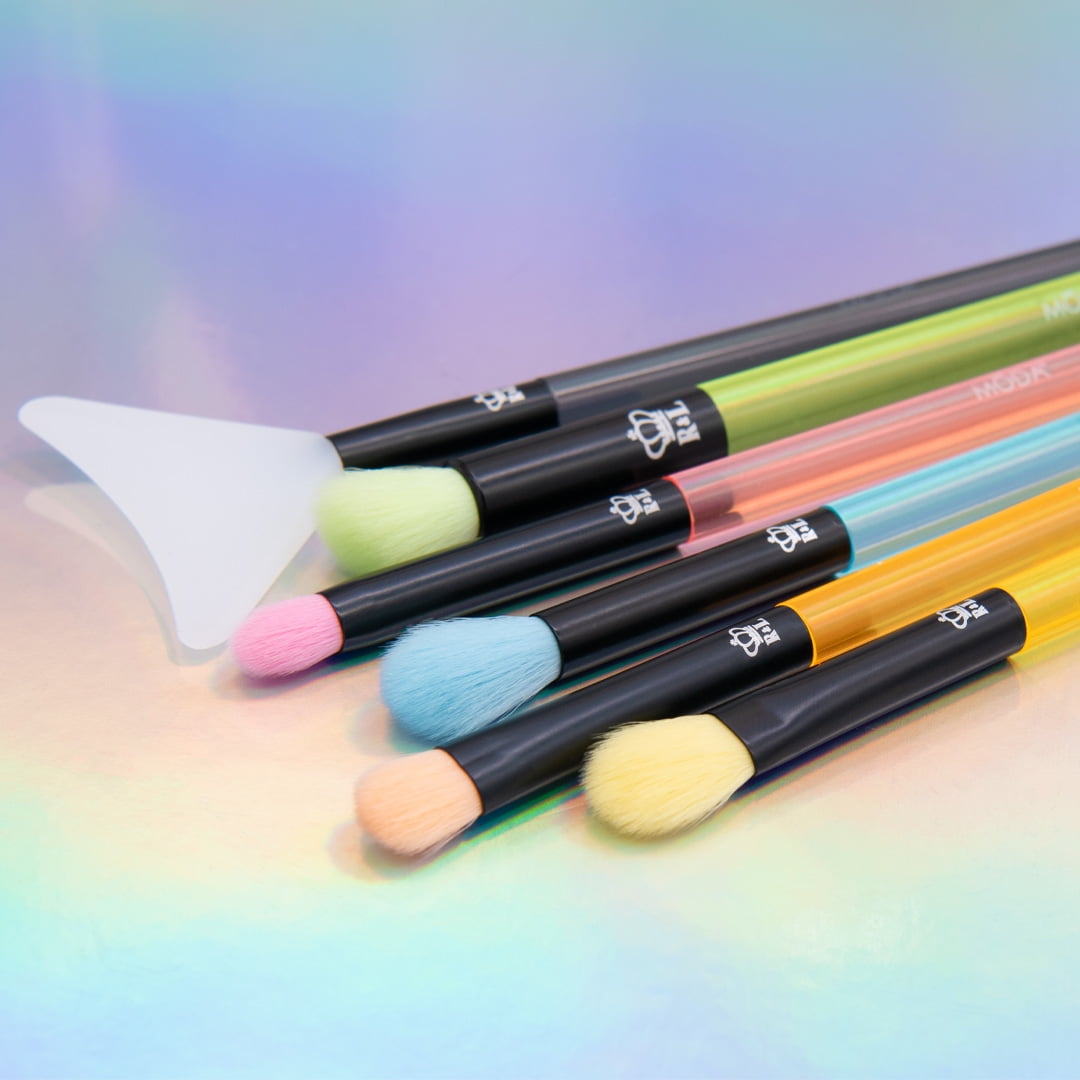Neon Makeup Brush Kit – 6Pc Blend & Defend Set for Flawless Application