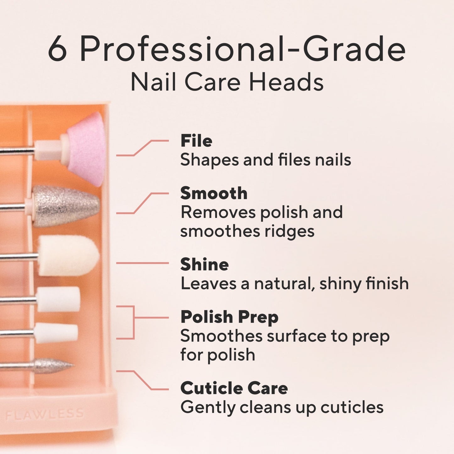 Rechargeable Pink Mani Device | 6 Attachments for Flawless Salon Nails