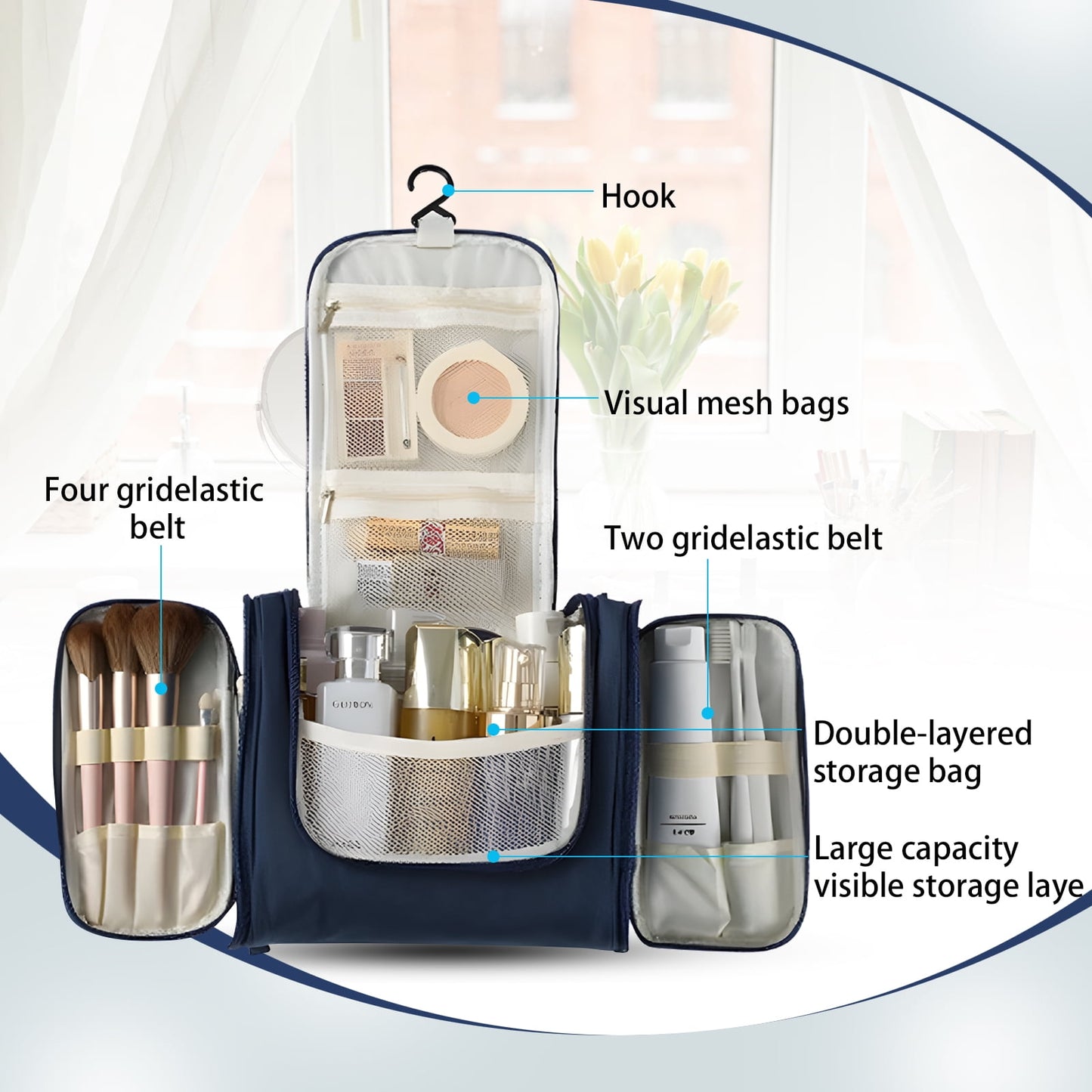 Water-Resistant Hanging Travel Toiletry Bag | Compact Organizer for Men & Women