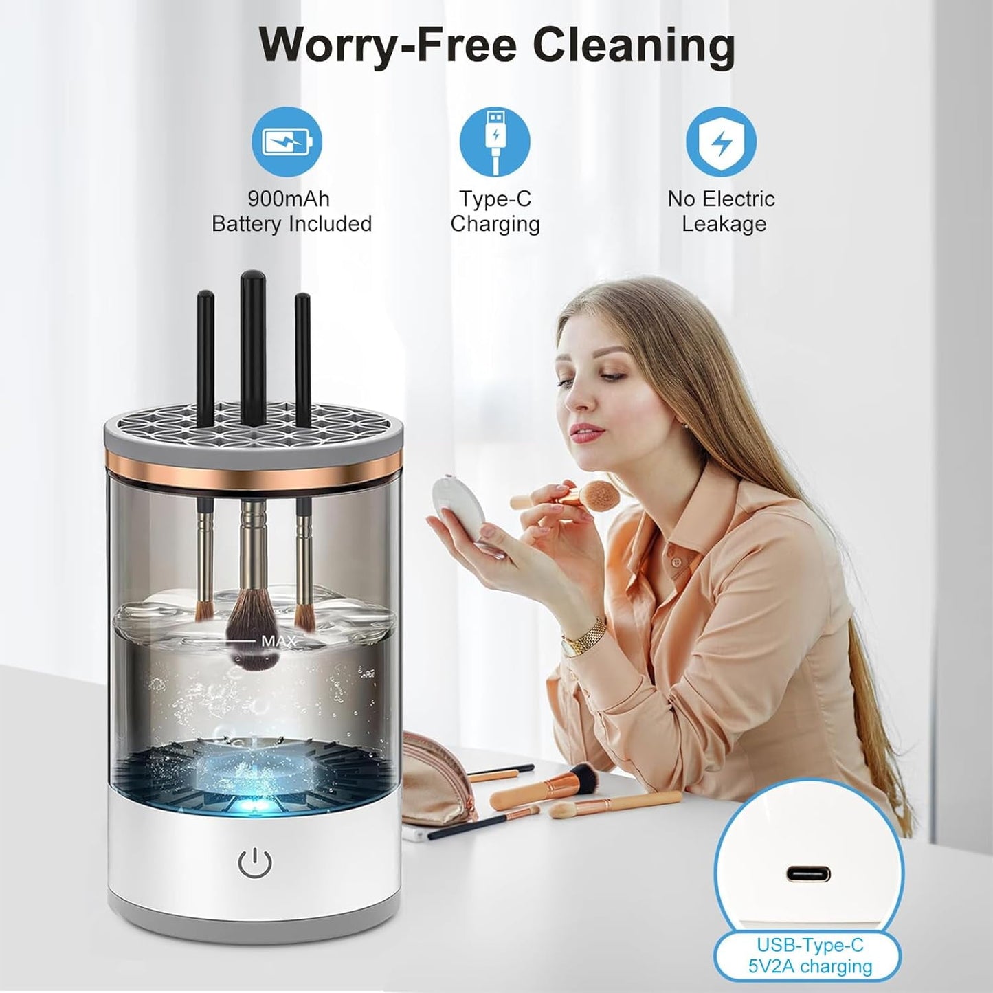 Portable Electric Makeup Brush Cleaner | USB Automatic Tool for All Brush Sizes