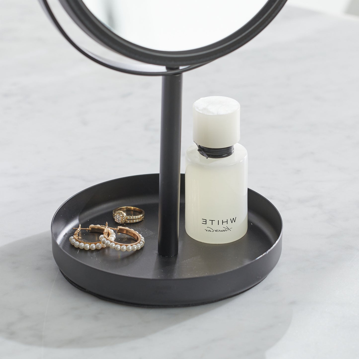 Black Metal Dual-Sided Vanity Mirror | Sleek Design for Home Decor