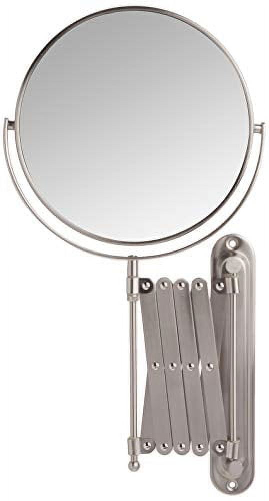 Jerdon 8-Inch Wall-Mounted Makeup Mirror | 7X/1X Magnification | Nickel Finish