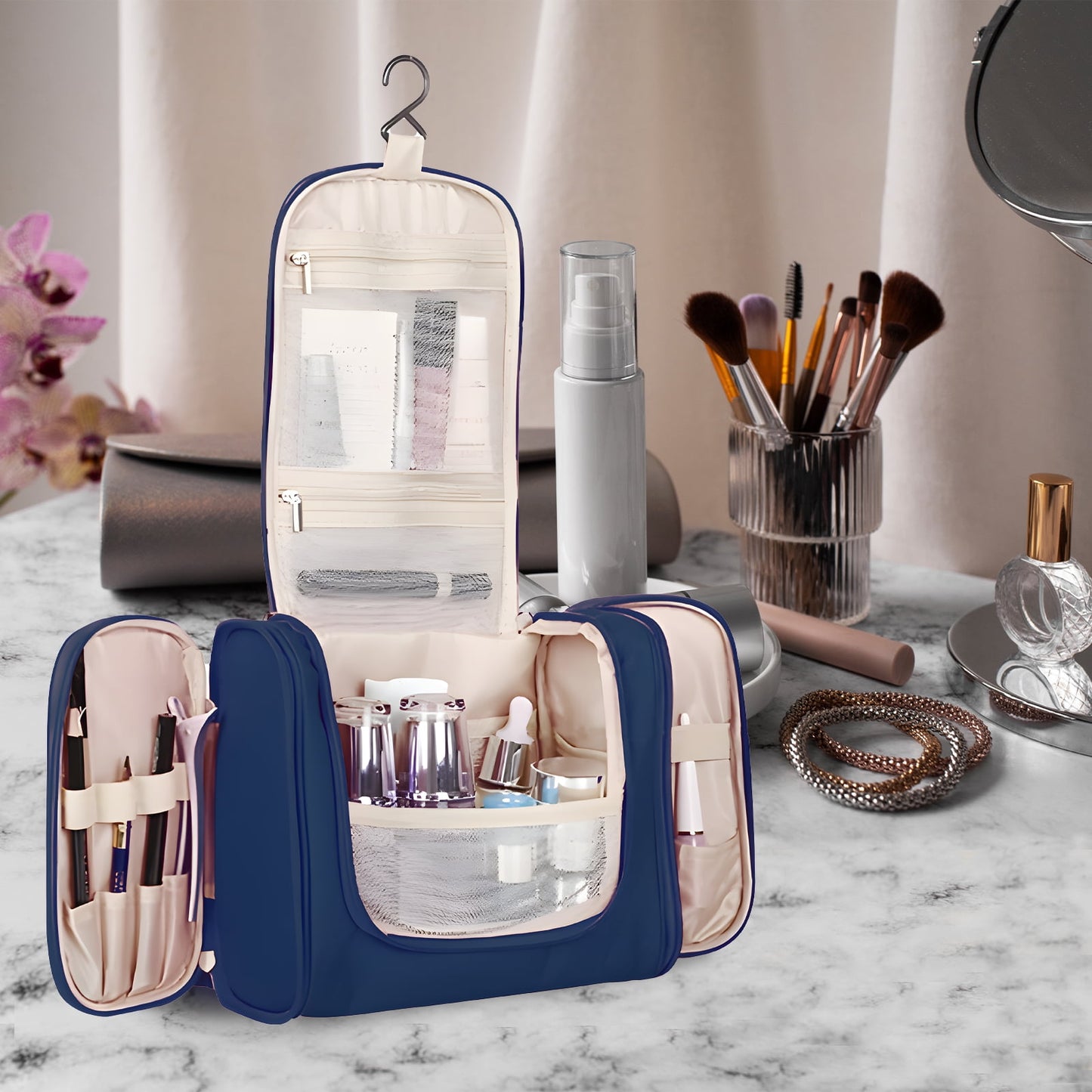 Water-Resistant Hanging Travel Toiletry Bag | Compact Organizer for Men & Women