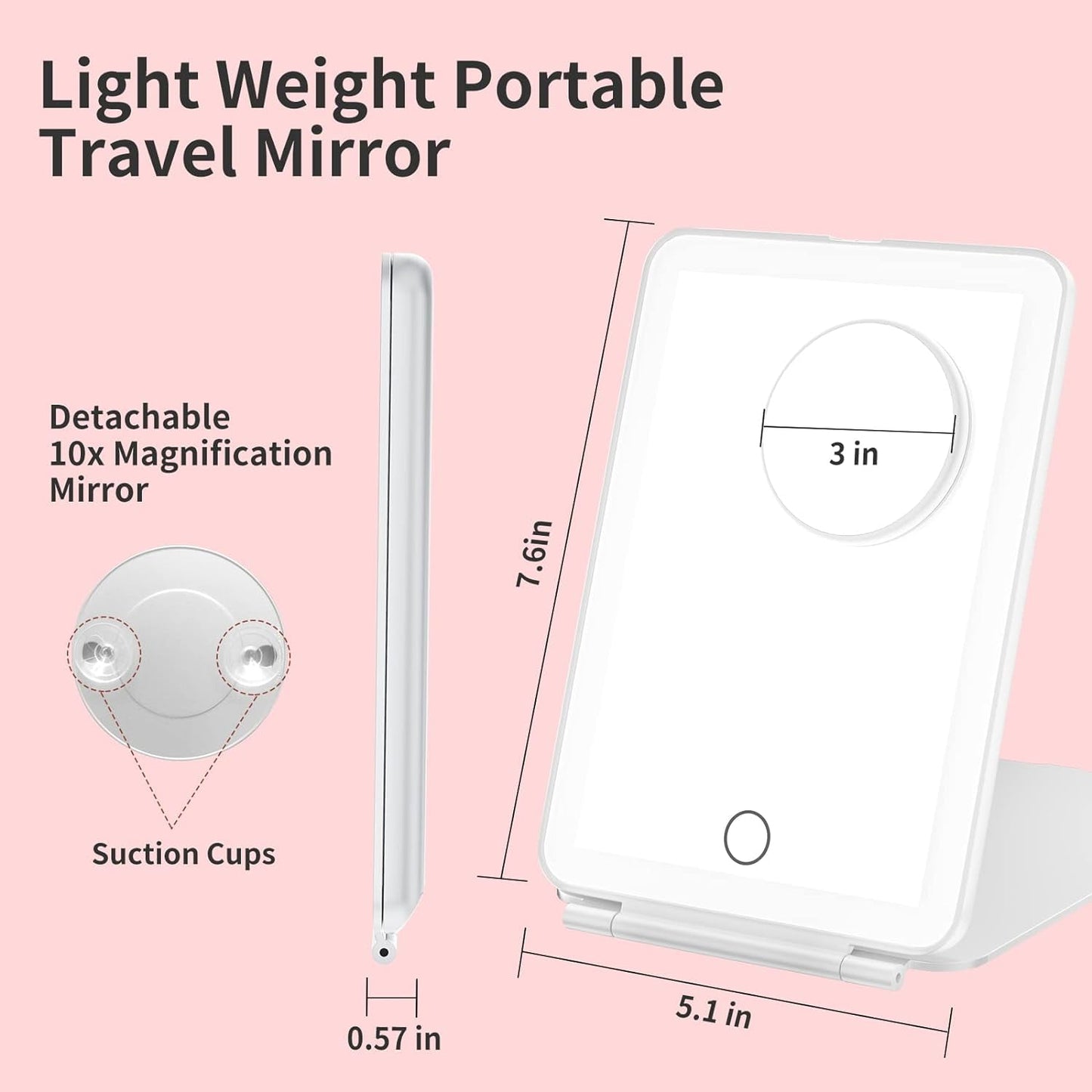Portable 7.9-Inch Lighted Makeup Mirror | Touch Screen | 3 Color Modes