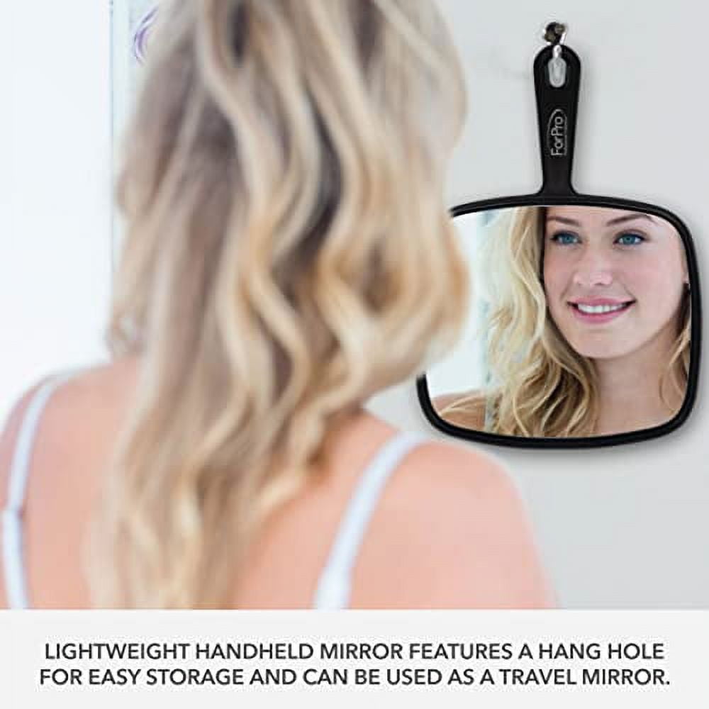 Extra Large Hand Mirror | 9” W x 12” L | Distortion-Free Reflection | Black