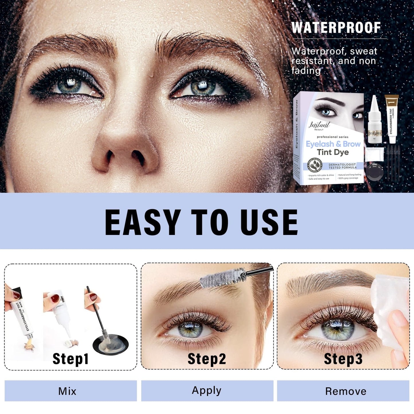 2-In-1 Eyelash & Eyebrow Tint Kit | Professional Black Tint for Home & Salon Use