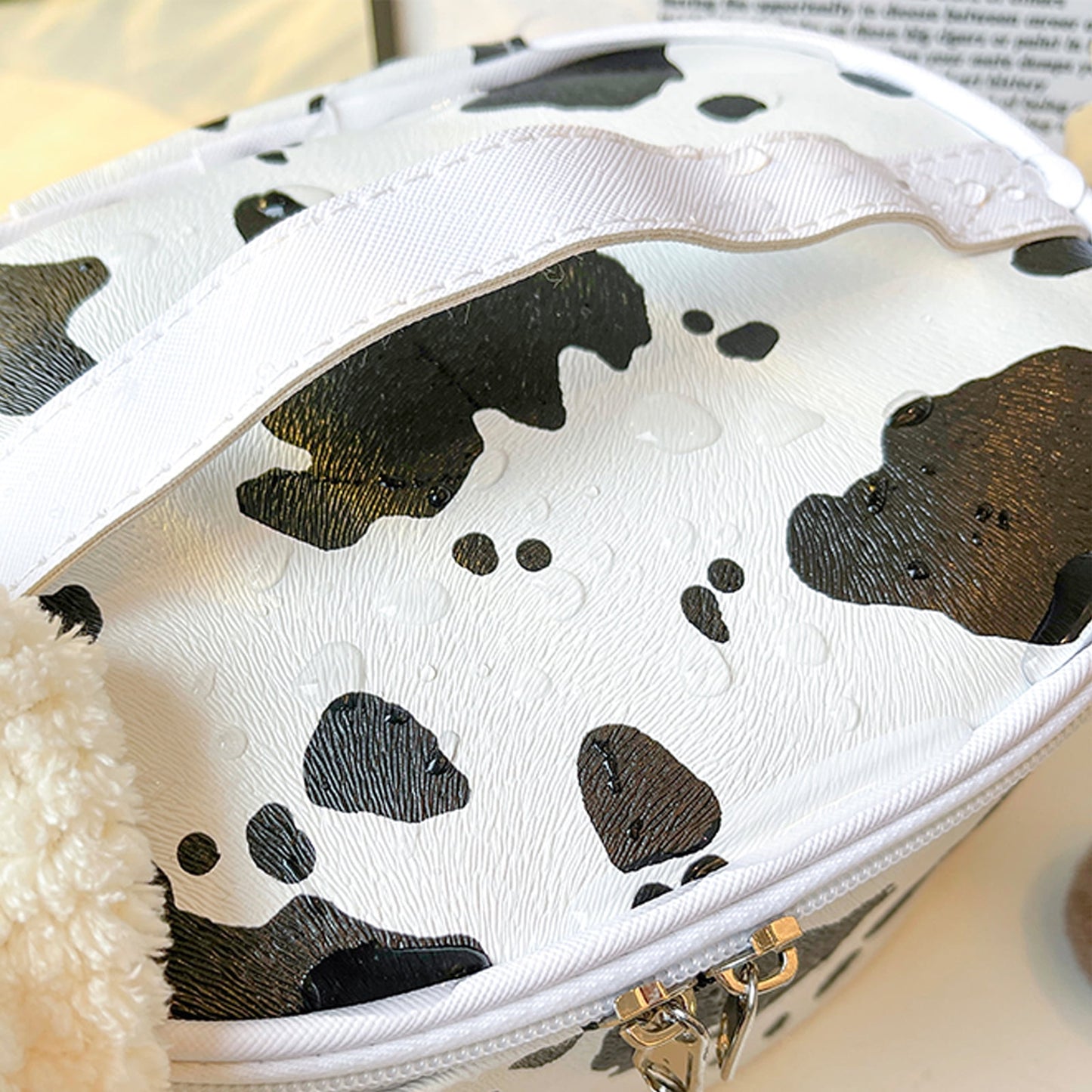 Waterproof Cow Print Makeup Bag | Travel Cosmetic Organizer for Women
