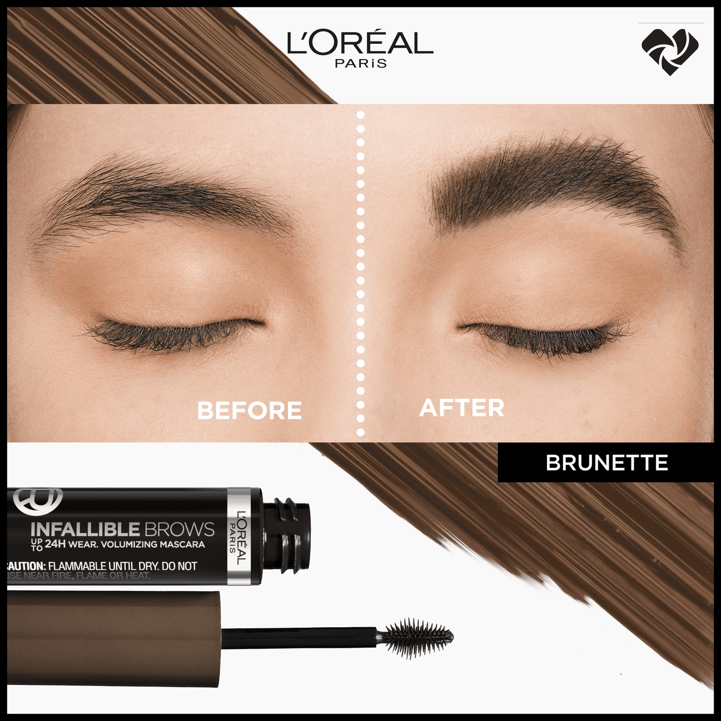 L'Oreal Paris Infallible 24H Wear Brow Mascara | Volumizing | Brunette