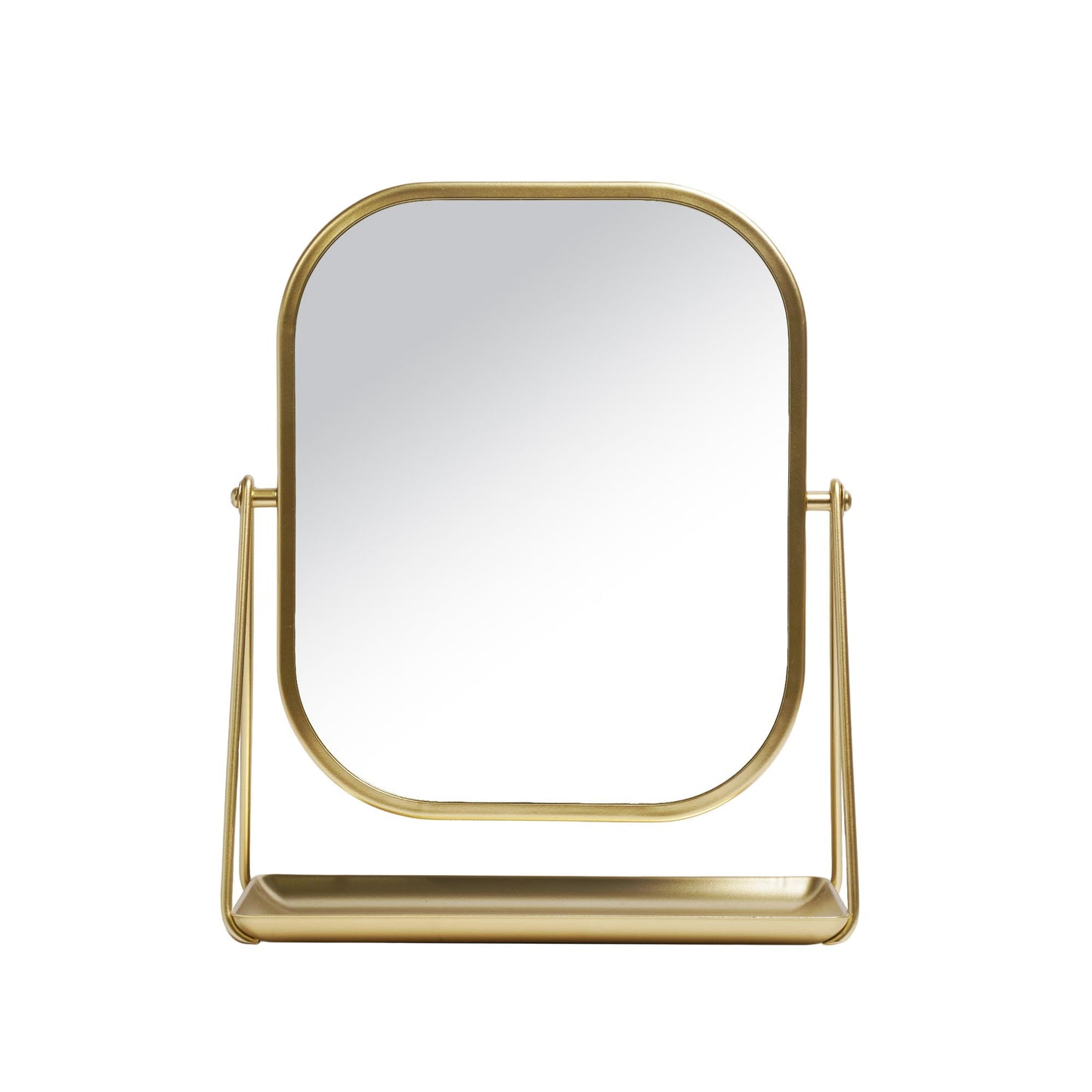 Modern Gold Finish Round Edge Tabletop Easel Mirror | 7” x 5” Vanity Mirror