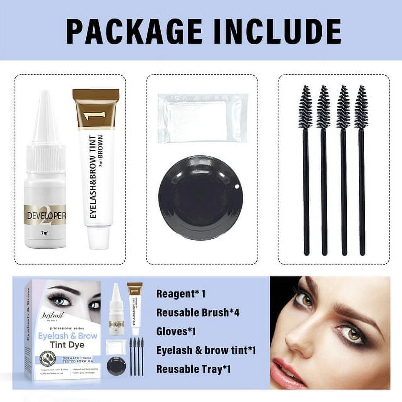 2-In-1 Eyelash & Eyebrow Tint Kit | Professional Light Brown Color