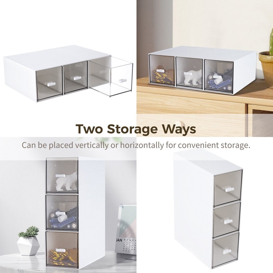 Clear Stackable Storage Drawers | 3-Drawer Bathroom Organizer for Makeup