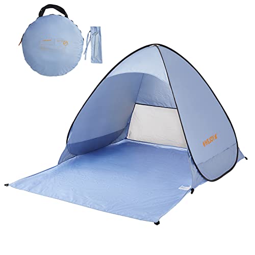 #WEJOY Pop Up Beach Tent Sun Shelter Automatic Instant Ultra Light Portable Outdoors Quick Cabana Tent for Beach Sun Shade, UPF 50+, LIGHTBLUE_2 Person, (47 + 24) × 57 × 43"