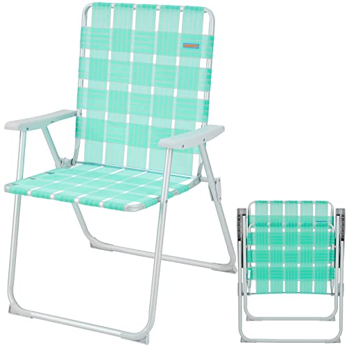 #WEJOY XL Oversized Aluminium Camping Chair Foldable Portable Webbed Lawn Chairs Lightweight Beach Chairs Webbing Beach Chair Off Ground, Outdoor Folding Chair for Concerts, Sports, Painting, Travel